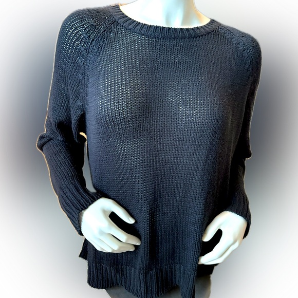 rev Sweaters - Women’s Rev black knit sweater with open back‎ cutouts. Size XXL